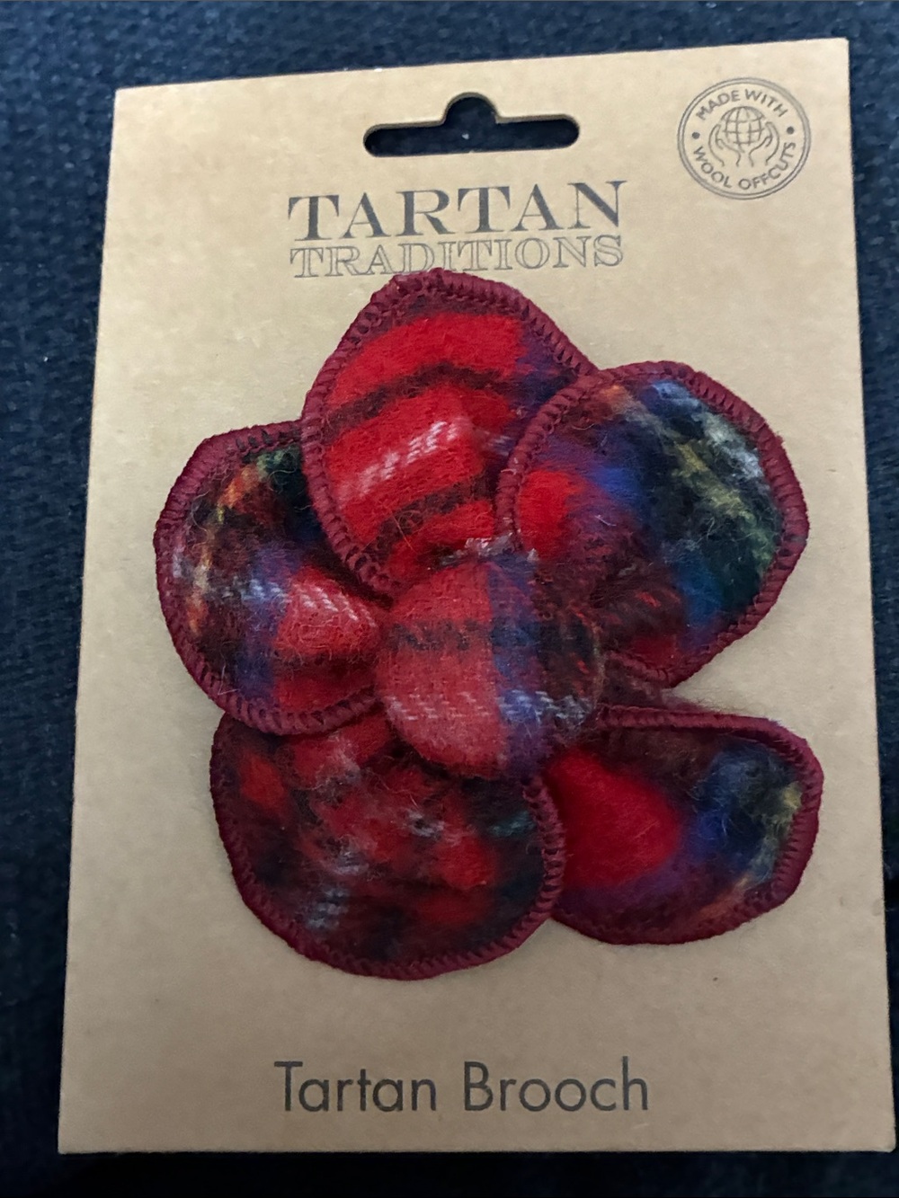 Red Wool Flower Brooch